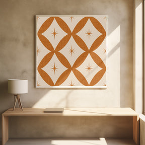 Atomic Star   Mid Century Starburst Mustard Brown Poster