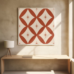 Atomic Star   Mid Century Starburst Rust Red Poster