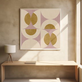 Retro Vintage Circle Fusion - Mid Century Orbs Mauve - 50s Geometric Poster