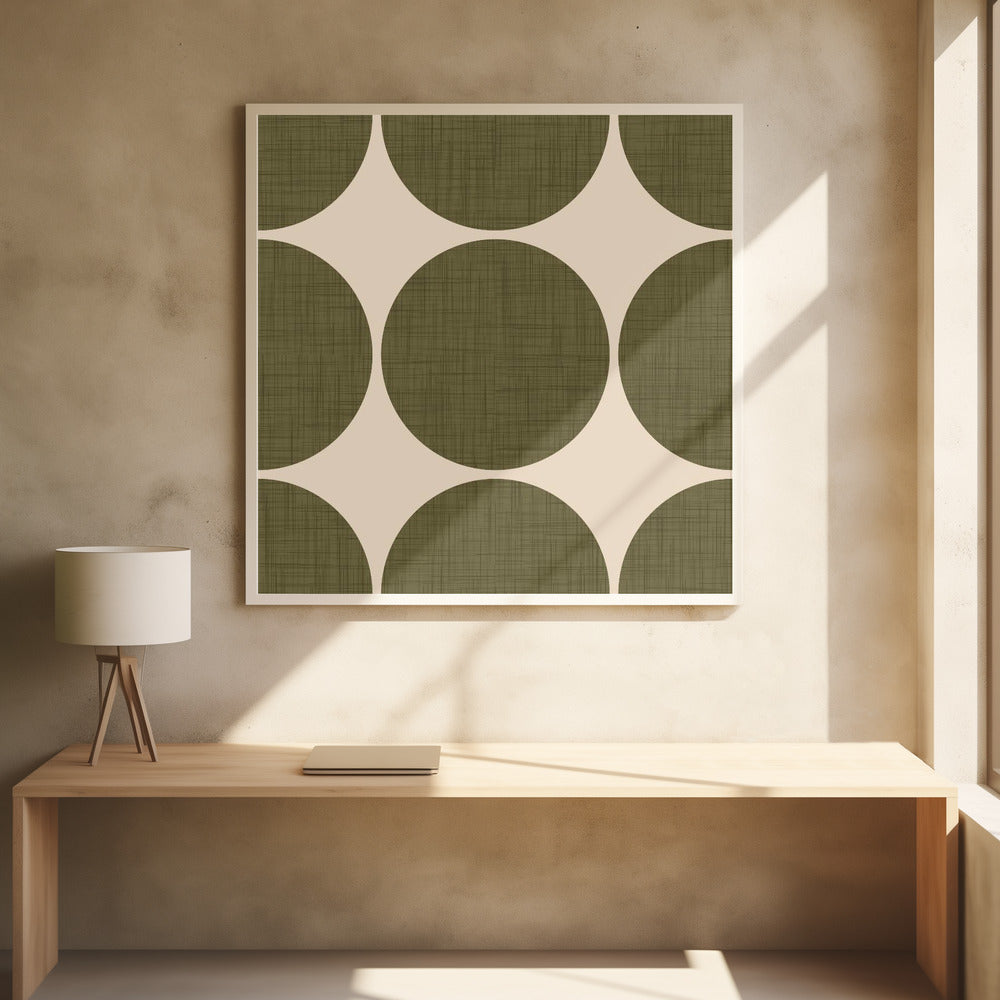 Modern Olive Retro Spheres-Mid Century Modern Poster