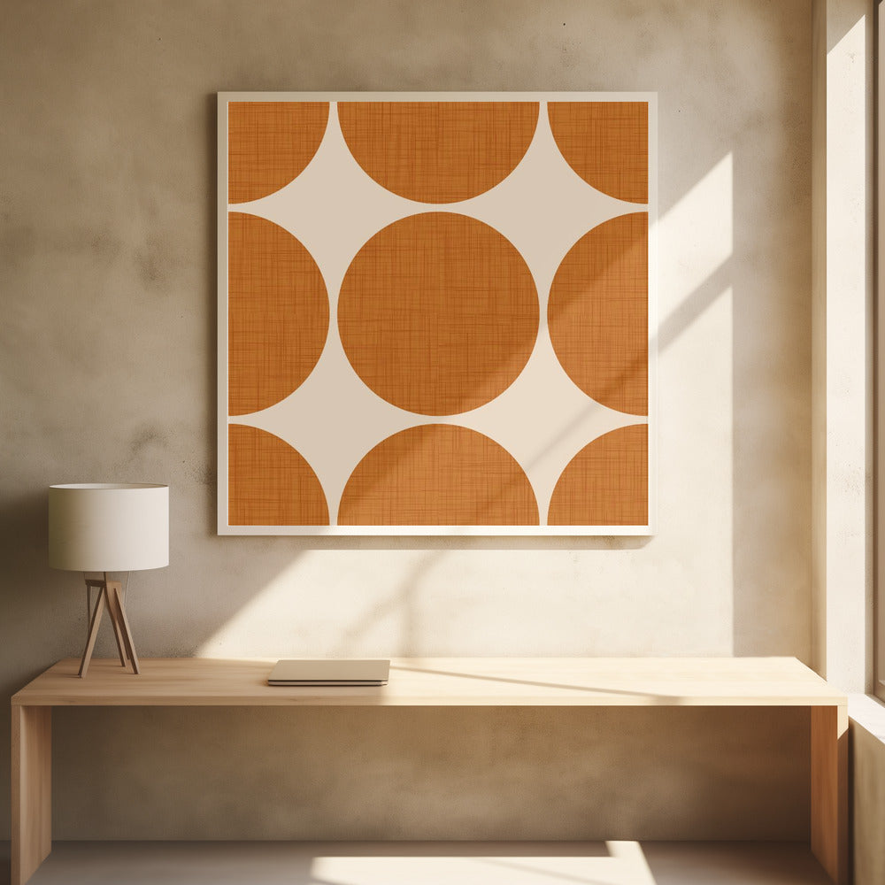 Modern Ocher Retro Spheres-Mid Century Modern Poster