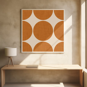 Modern Ocher Retro Spheres-Mid Century Modern Poster