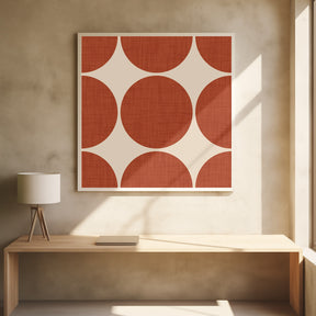 Modern Rust Red Retro Spheres-Mid Century Modern Poster