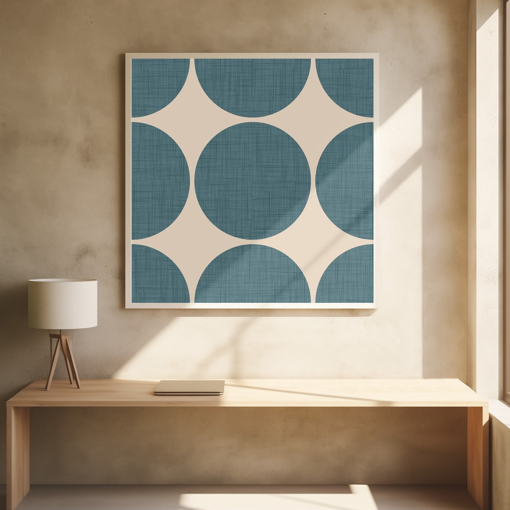 Modern Slate Teal Retro Spheres-Mid Century Modern Poster