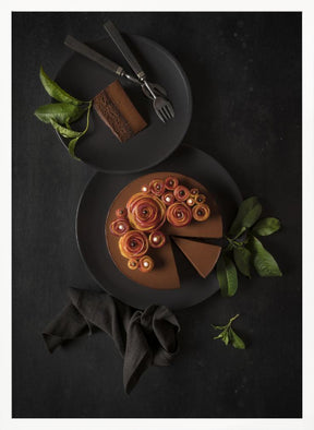 Dark chocolate and nectarine roses Poster