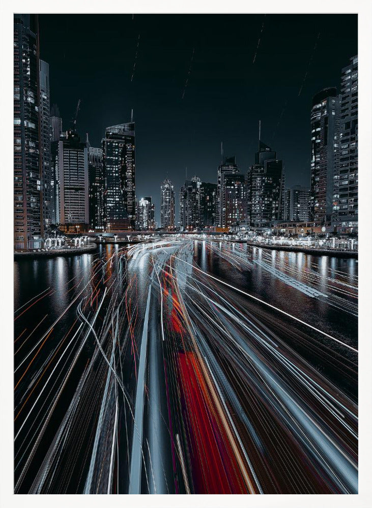 Traffic jam in the Dubai canal Poster