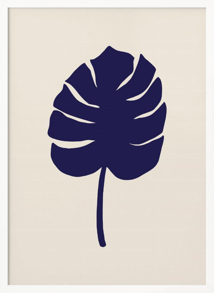 Monstera Leaf Dark Blue Poster