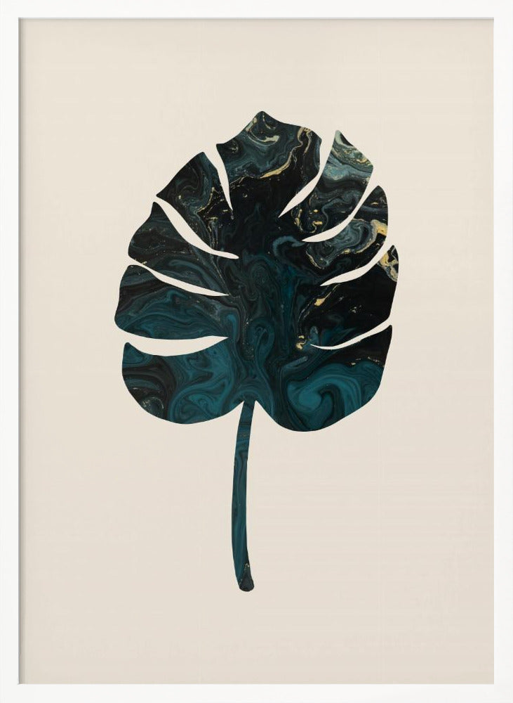 Monstera Marble Green Poster