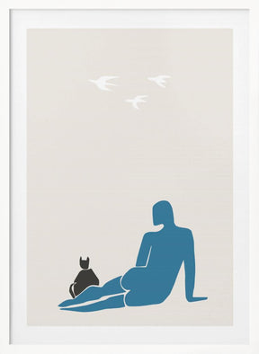 Woman and Cat Poster