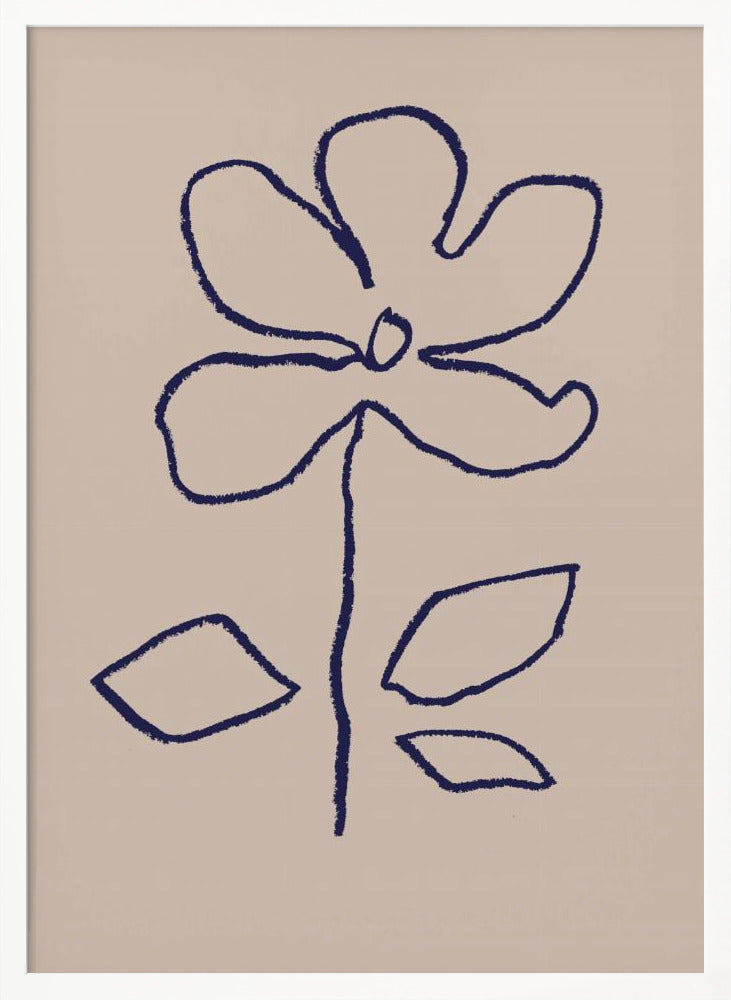 Oil Pastel Flower Blue Poster