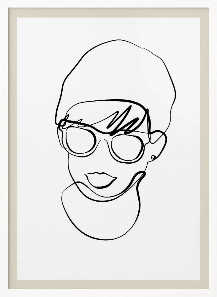 Modern woman line portrait Poster