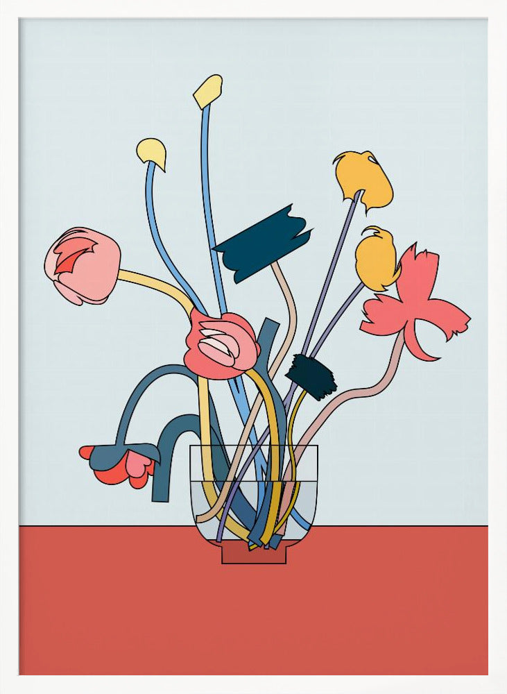 Flowers in a glass vase Poster