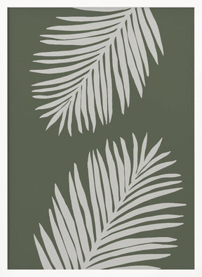 PALM LEAF 06 GREEN WHITE Poster