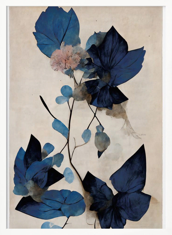 Blue Dry Flowers Poster