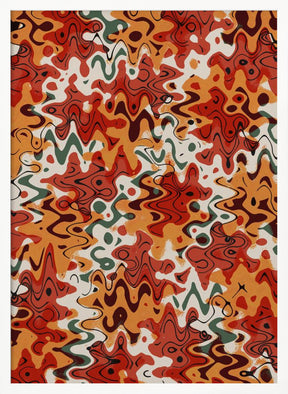 Liquid Red Orange Pattern Poster