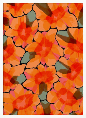 Orange Big Flowers Poster