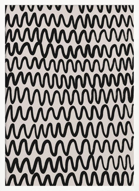 Thin Black Waves Pattern Poster