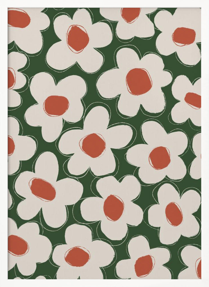 Cute Beige Flower Pattern Poster