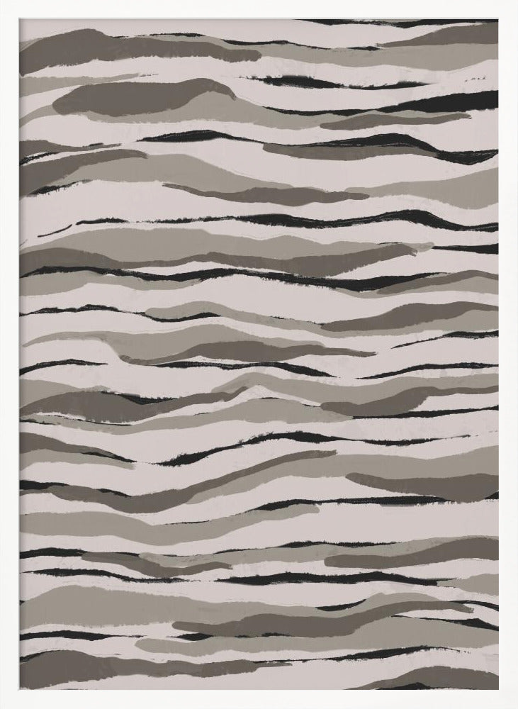 Grey And Beige Waves Poster