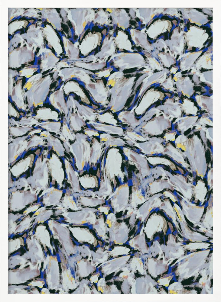 Blue Ice Flowers Pattern Poster