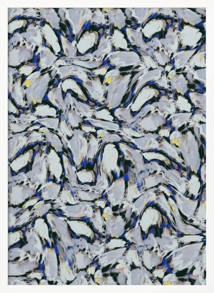 Blue Ice Flowers Pattern Poster