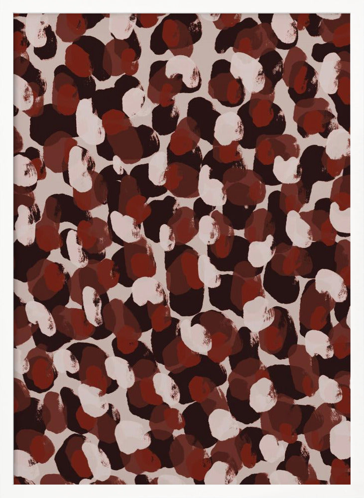 Red Beige Brown Dots Pattern Poster