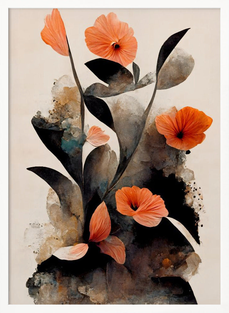 Coral Flowers Poster