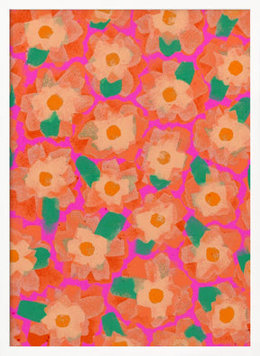 Cute Orange Flower Pattern Poster