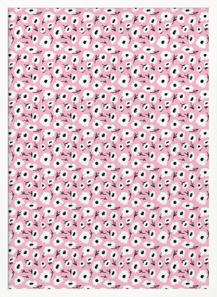 Cute Flowers On Pink Poster