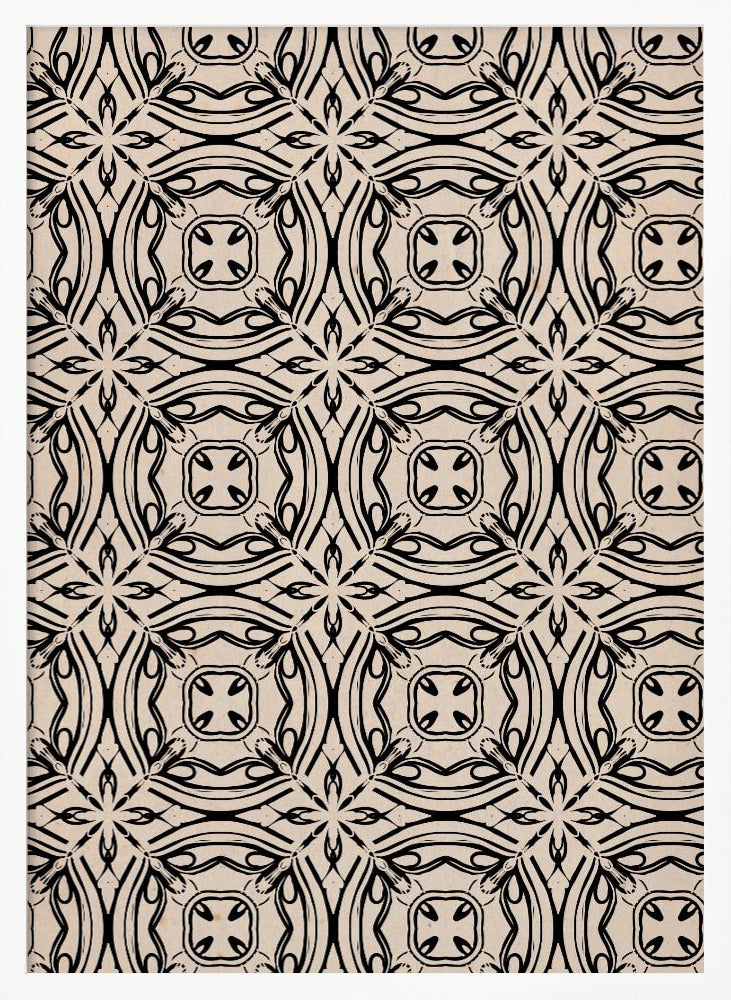 Beige and Black Tile Pattern Poster