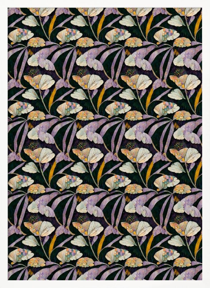 Purple Leafs Pattern Poster