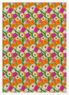 Stitched Flowers Pattern Poster