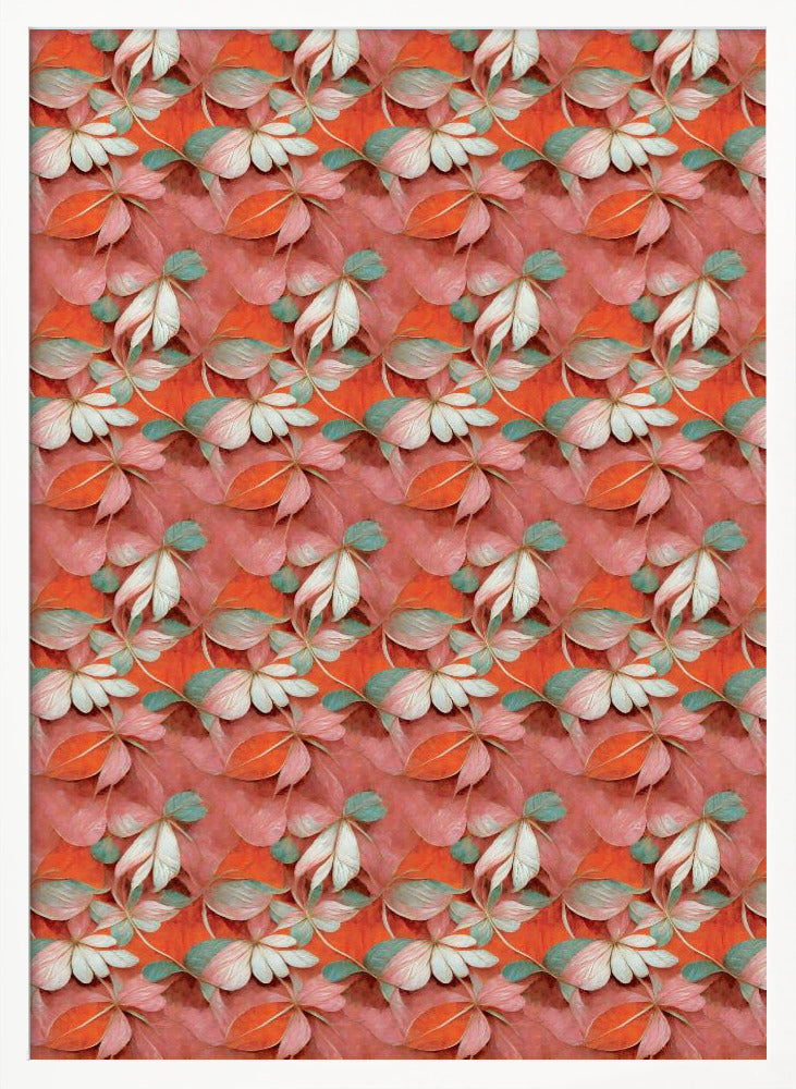 Orange Floral Pattern Poster