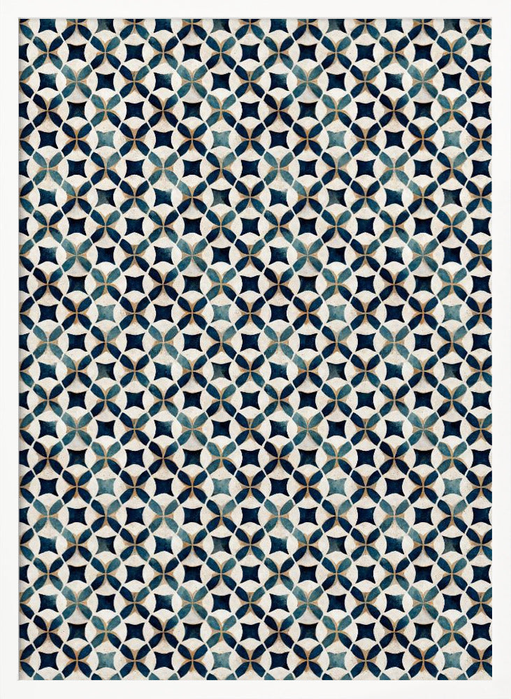 Vintage Blue Beige Pattern Poster