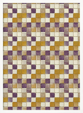 Purple and Ochre Tile Pattern Poster