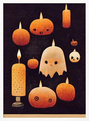 Candles, Pumpkins And A Ghost Poster