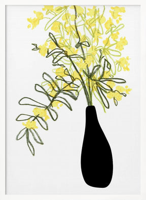 Yellow blooms in a vase Poster