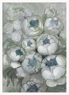 Nuria bouquet of peonies in teal and green Poster