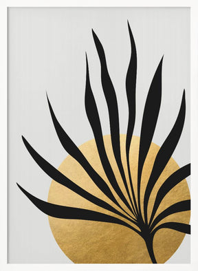 Tropical sun and palm leaf Poster