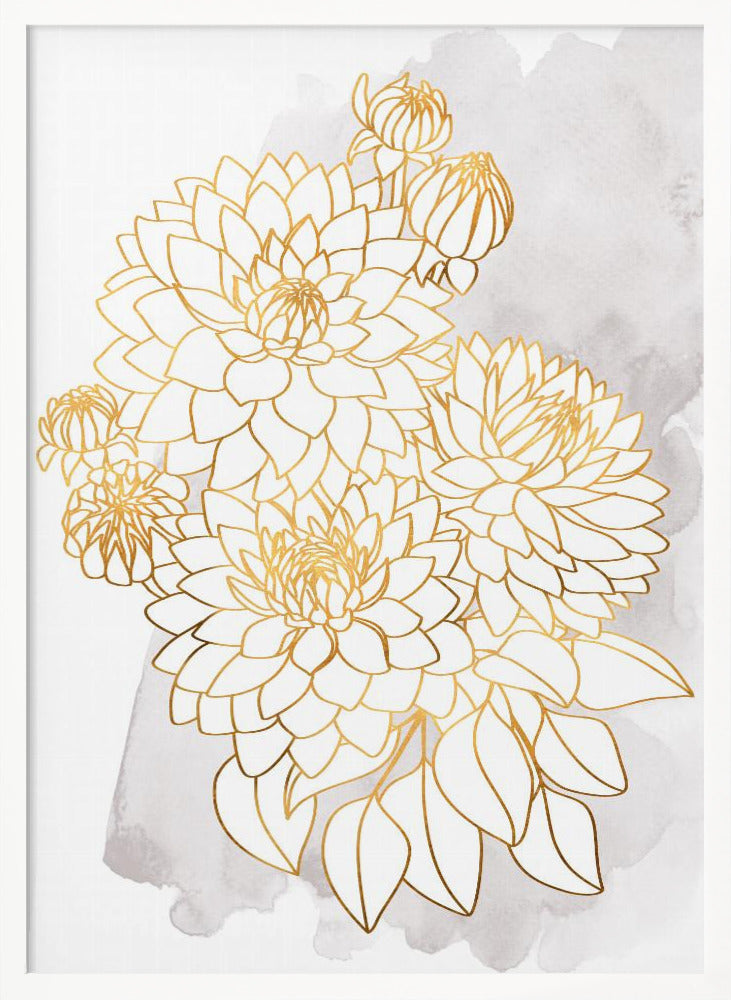 Pacey bouquet in gold and grey Poster