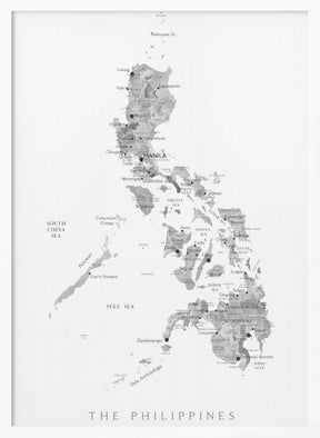 Gray watercolor map of Philippines Poster