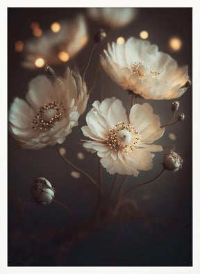 Creme Beige Flowers Poster