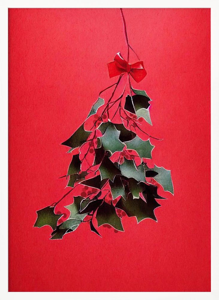 Mistletoe With Red Bow Poster