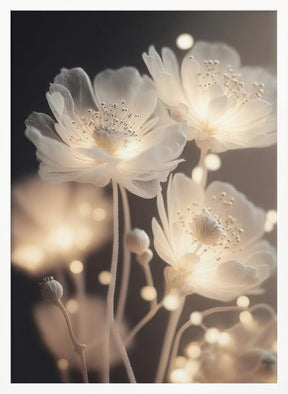 White Glowing Flowers Poster