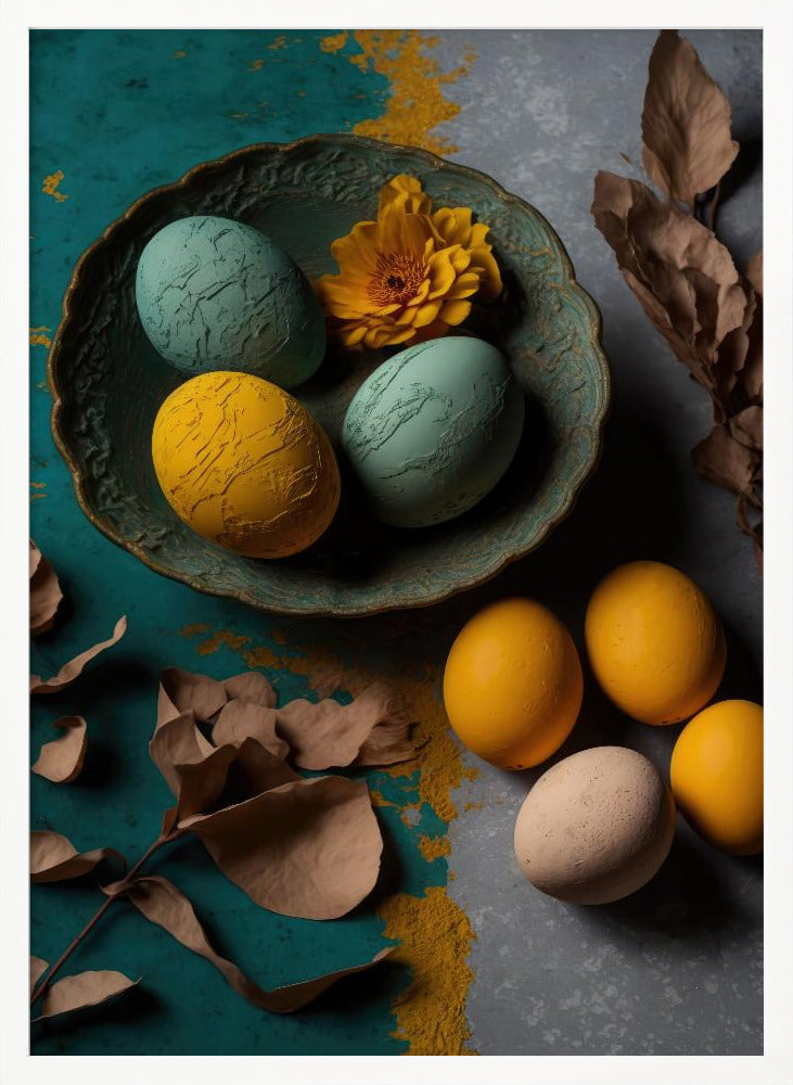 Yellow And Blue Eggs Poster