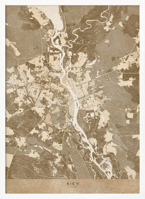 Sepia map of Kiev (pre-war) Poster