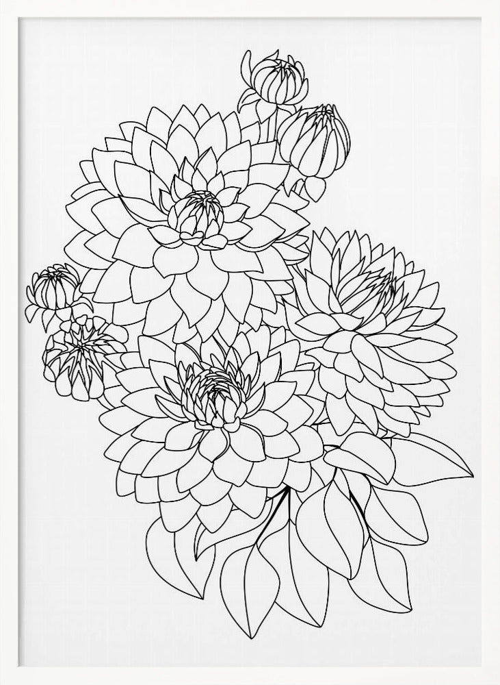 Pacey bouquet in black and white Poster