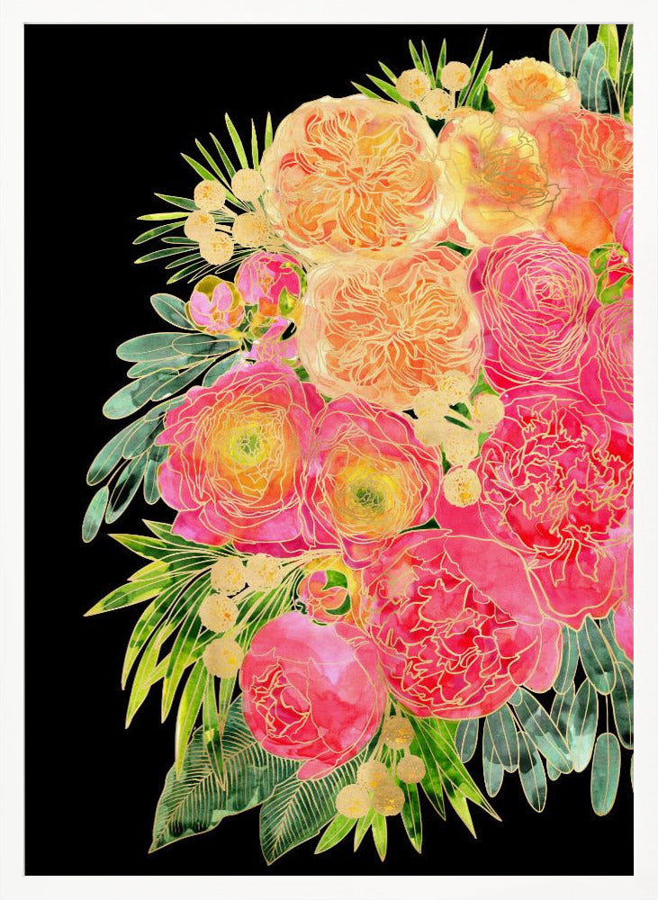 Rekha floral art in bright watercolor Poster