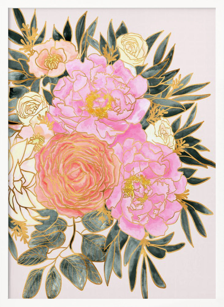 Nanette floral art in pastels Poster