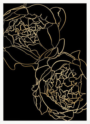 Sally's peonies in gold and black Poster